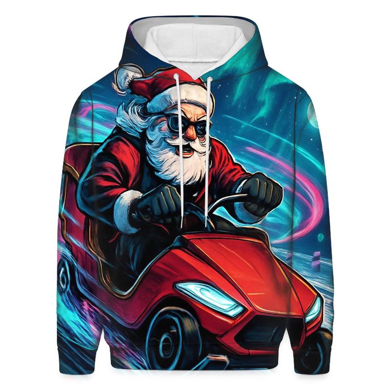 Neon Sleigh Drift Santa embroidered hoodies