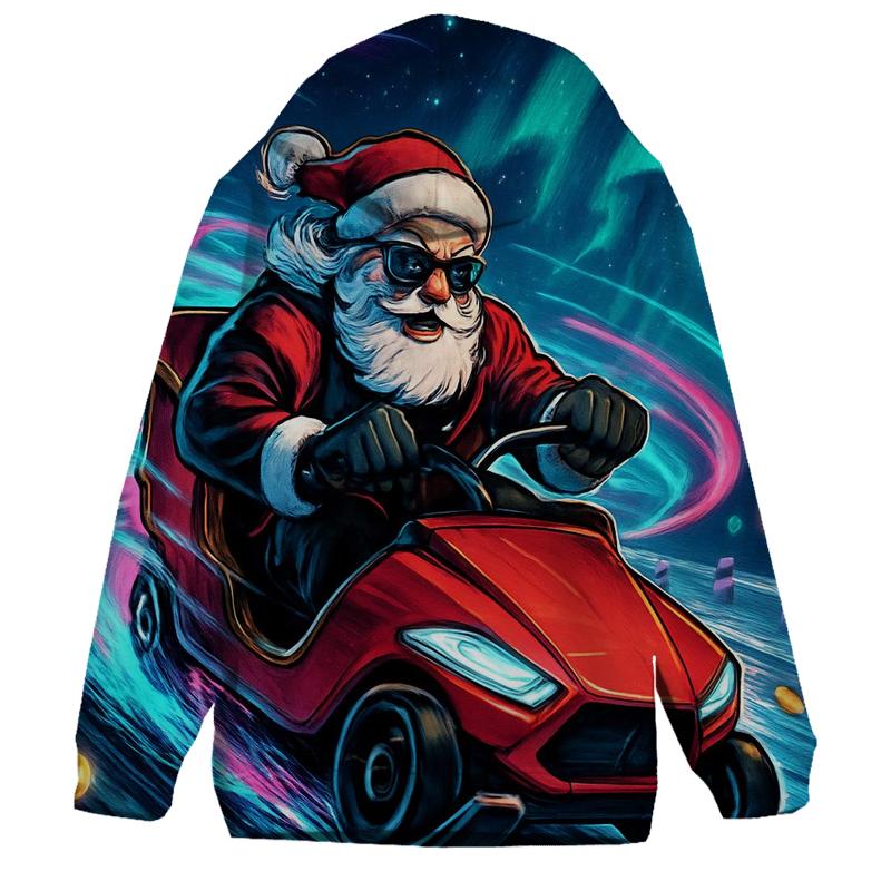 Neon Sleigh Drift Santa embroidered hoodies