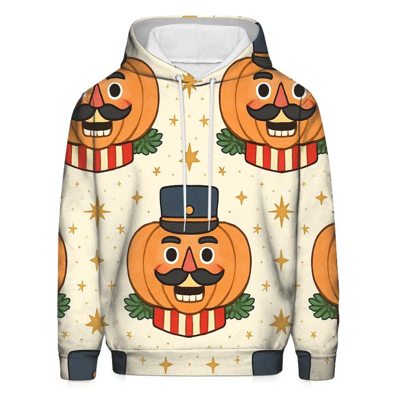 Nutcracker Pumpkin Tile Grid On Cream White Background zip-up hoodies
