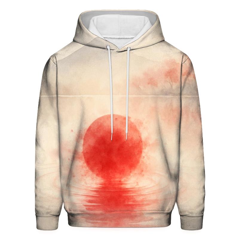 Rising Sun Watercolor Of Japan hoodies fashion