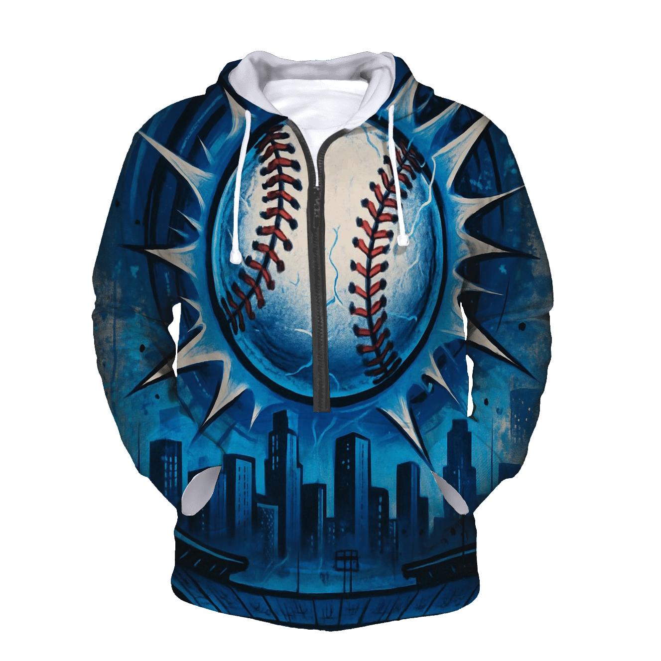 Graffiti Blue Comet Baseball Breakthrough hoodies fashion