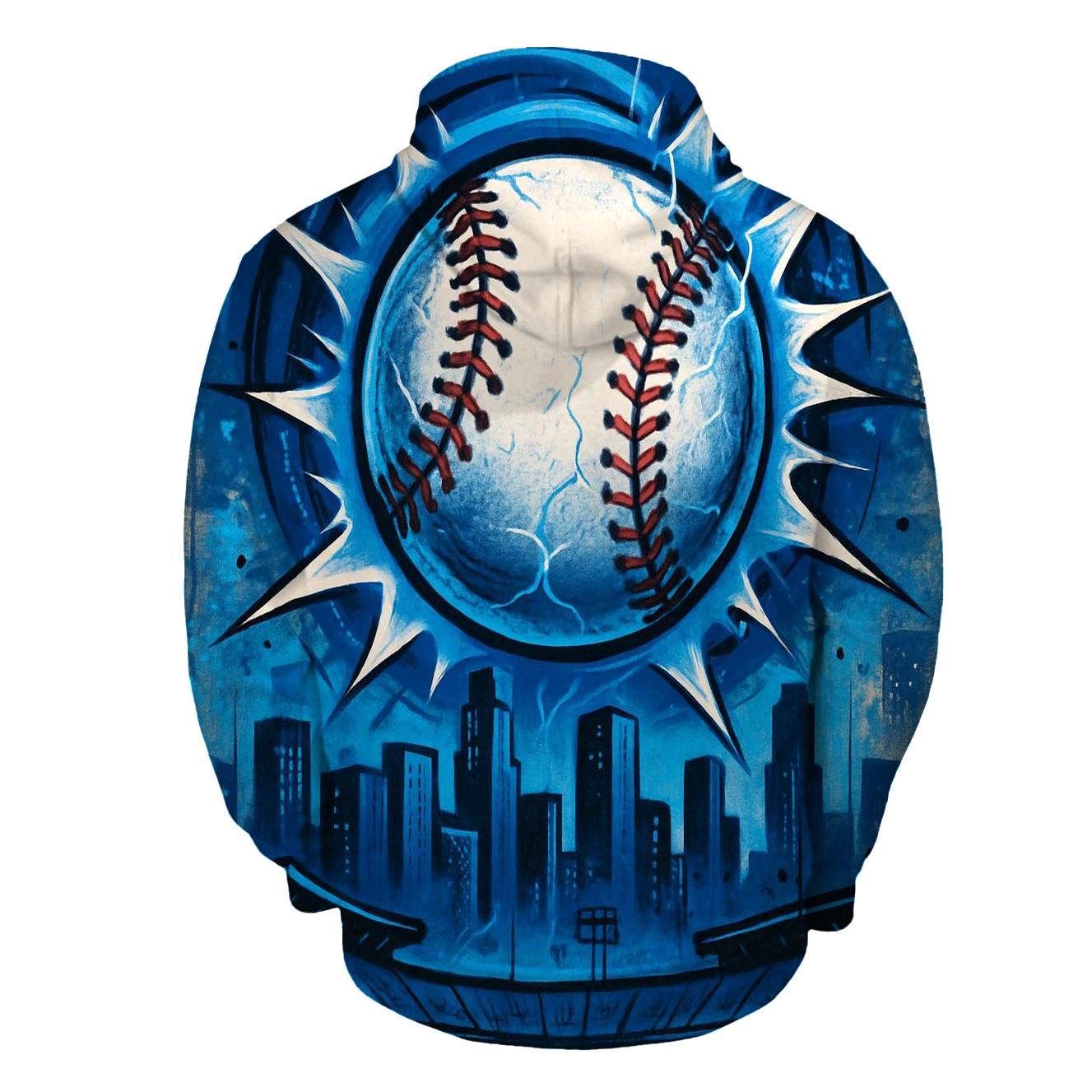 Graffiti Blue Comet Baseball Breakthrough hoodies fashion
