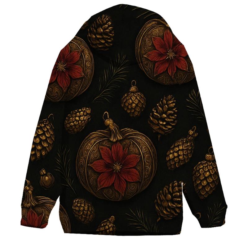 Golden Poinsettia Pumpkin Scatter On Charcoal Black Background hoodie trends