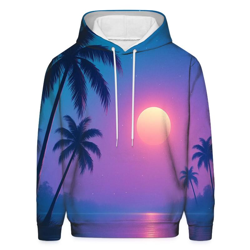 Neon Lagoon Dusk Palms zip-up hoodies