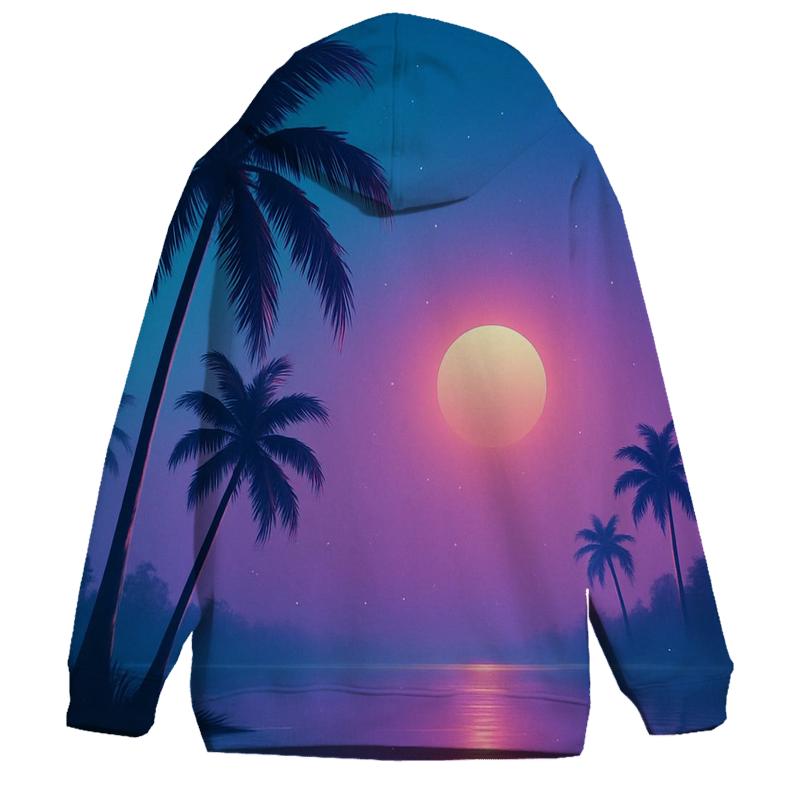 Neon Lagoon Dusk Palms zip-up hoodies