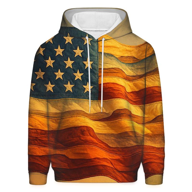 Prairie Skyline Patchwork Flag heavyweight hoodies