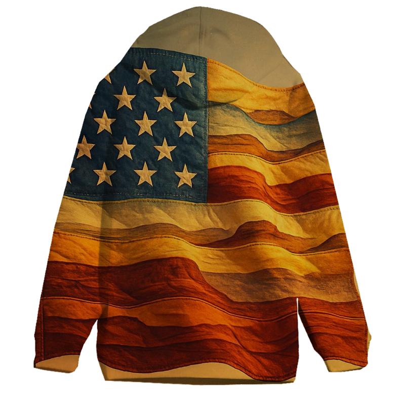 Prairie Skyline Patchwork Flag heavyweight hoodies
