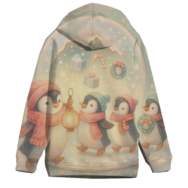 Snow Globe Penguin Parade Carousel graphic hoodies