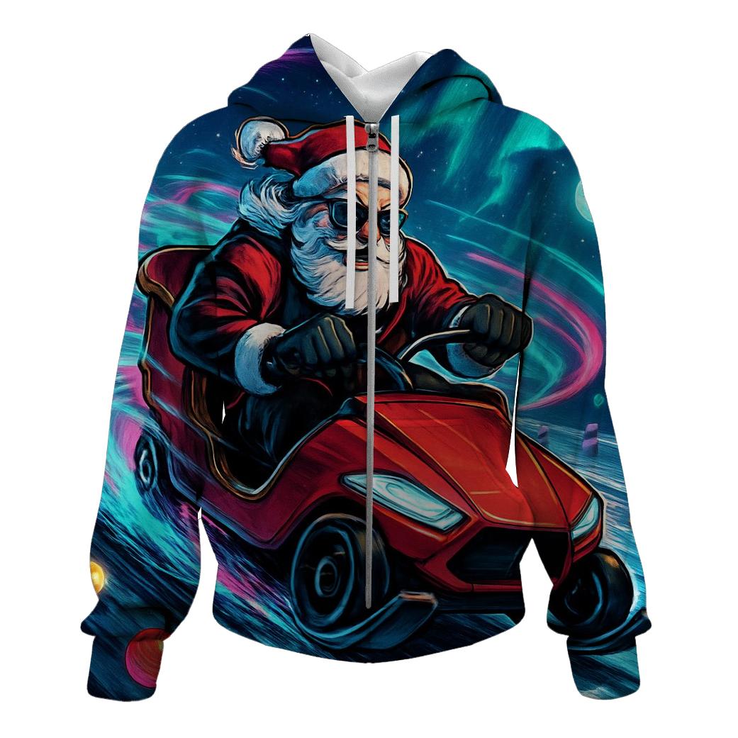 Neon Sleigh Drift Santa hoodie trends