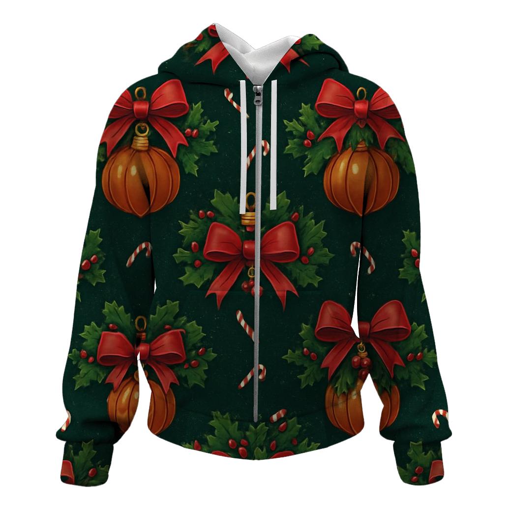 Holly Wrapped Pumpkin Ornament Lattice On Midnight Green Background hoodie styles