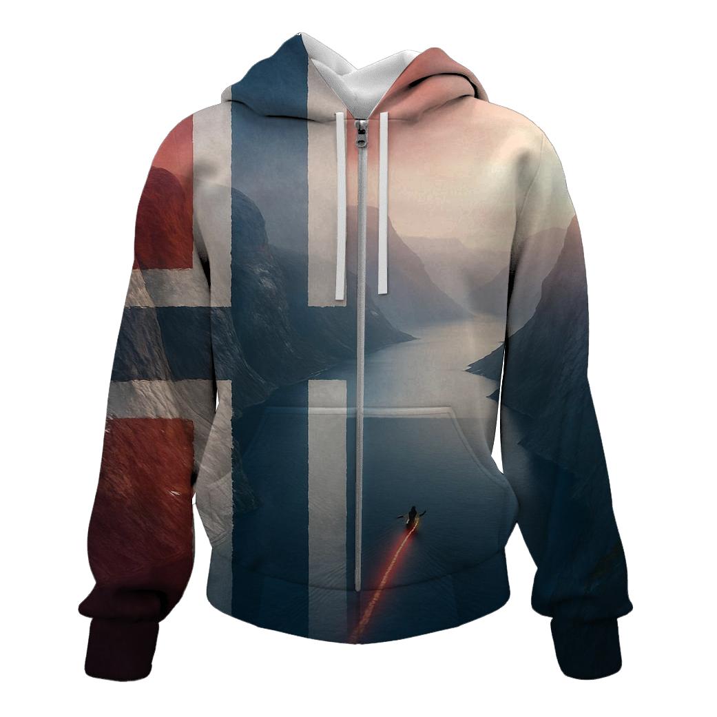 Aurora Fjord Flag Of Norway printed hoodies