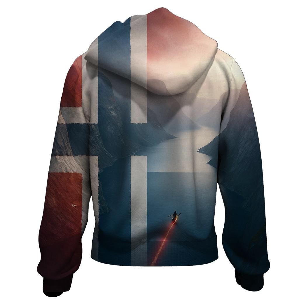 Aurora Fjord Flag Of Norway printed hoodies
