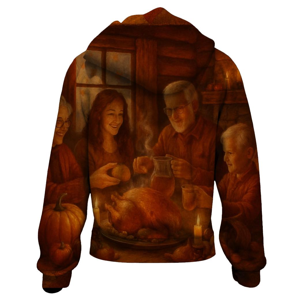 Candlelit Gratitude Cabin Feast zip-up hoodies