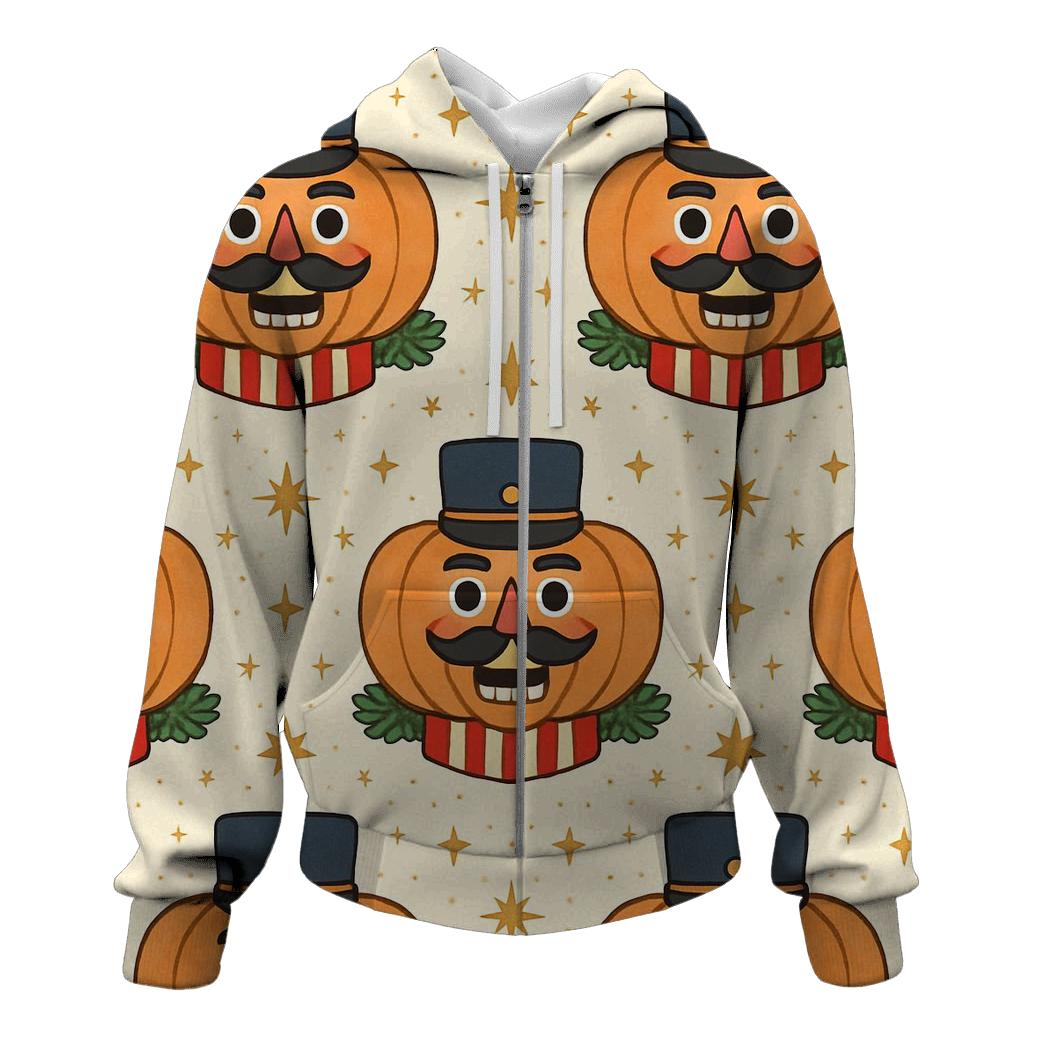 Nutcracker Pumpkin Tile Grid On Cream White Background lightweight hoodies