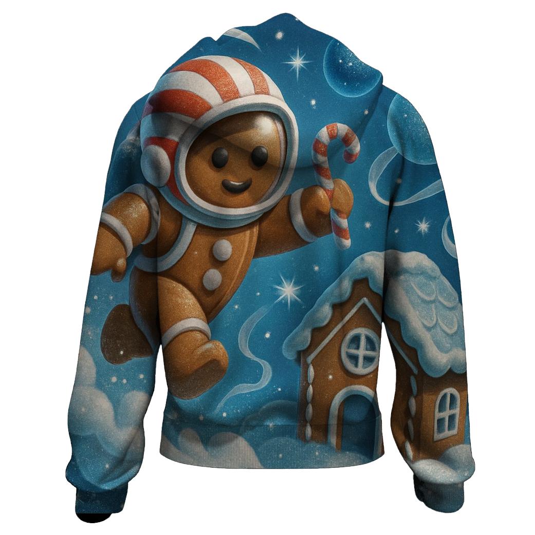 Gingerbread Astronaut Cookie Crash Landing embroidered hoodies