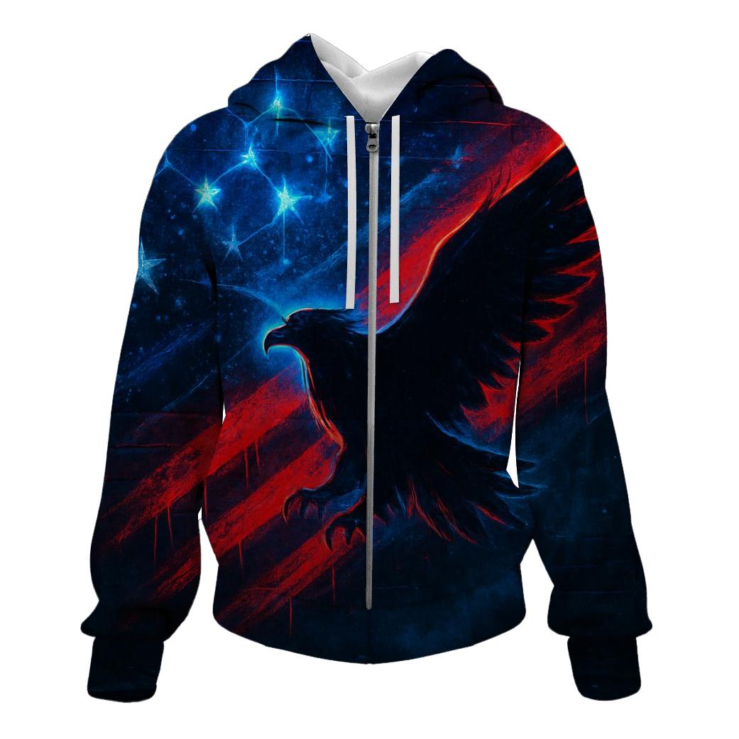 Neon Alley Star Stripes embroidered hoodies