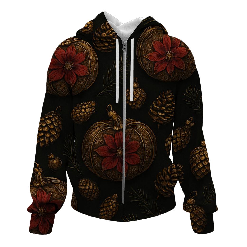 Golden Poinsettia Pumpkin Scatter On Charcoal Black Background hoodie trends