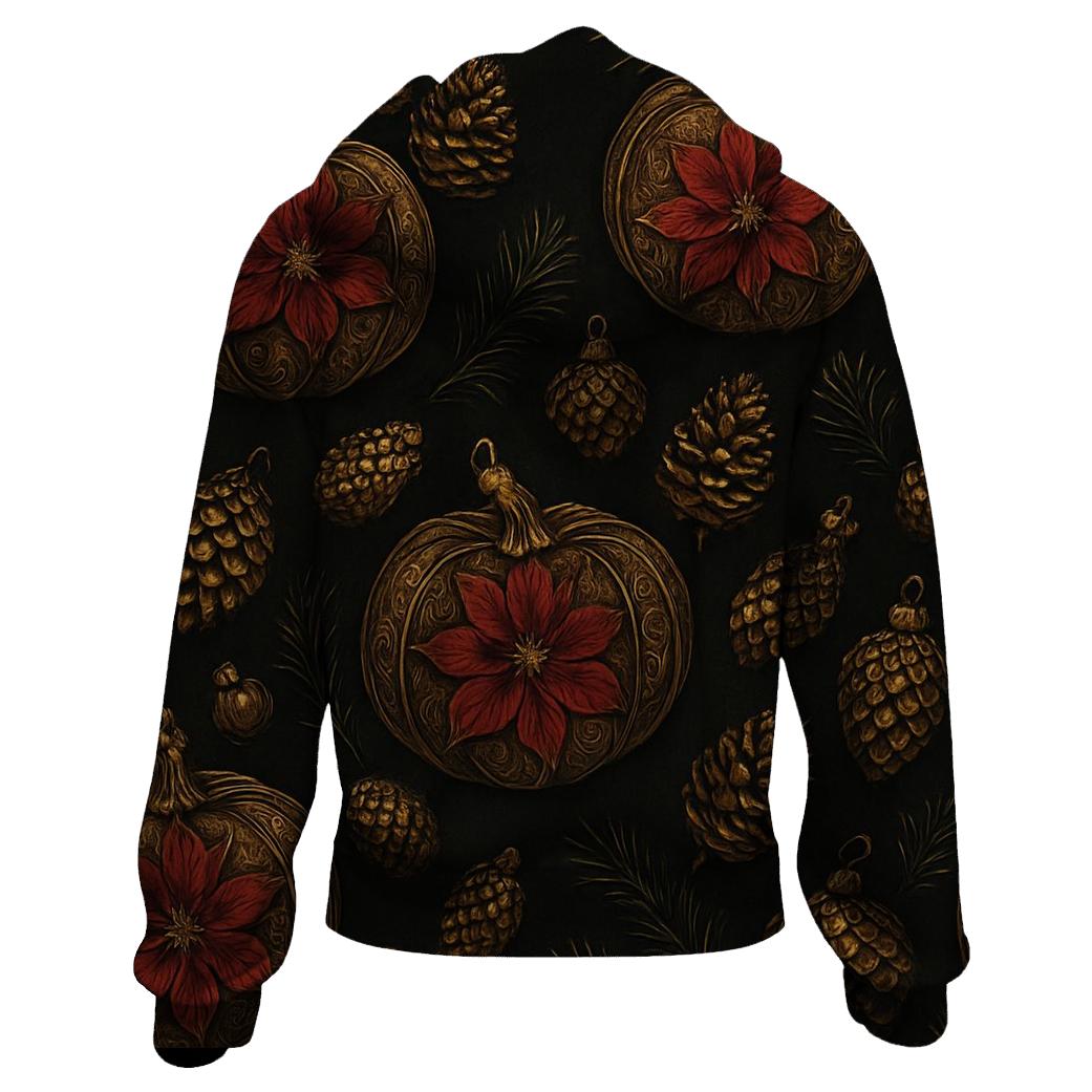 Golden Poinsettia Pumpkin Scatter On Charcoal Black Background hoodie trends