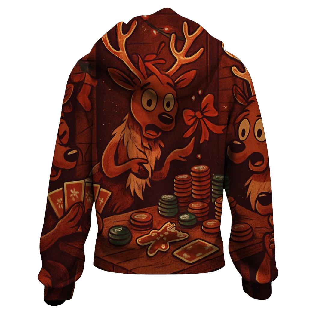Reindeer Card Game Cabin Chaos embroidered hoodies