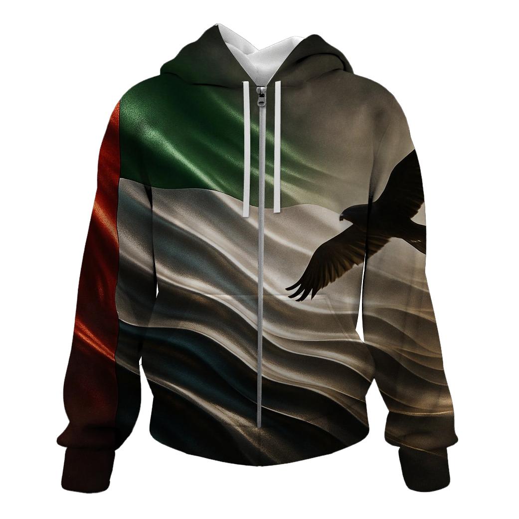 Metal Dunes Banner Of United Arab Emirates graphic hoodies