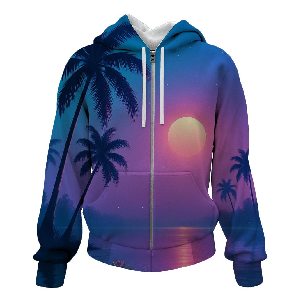 Neon Lagoon Dusk Palms custom hoodies