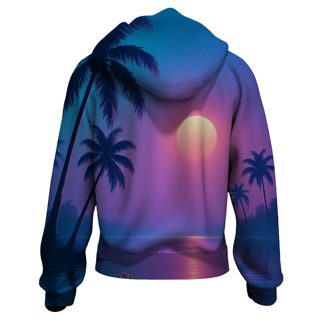 Neon Lagoon Dusk Palms custom hoodies