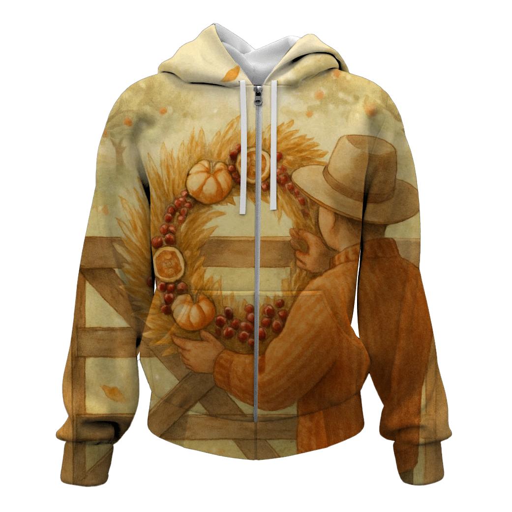 Harvest Wreath Under Morning Orchard Mist hoodie trends
