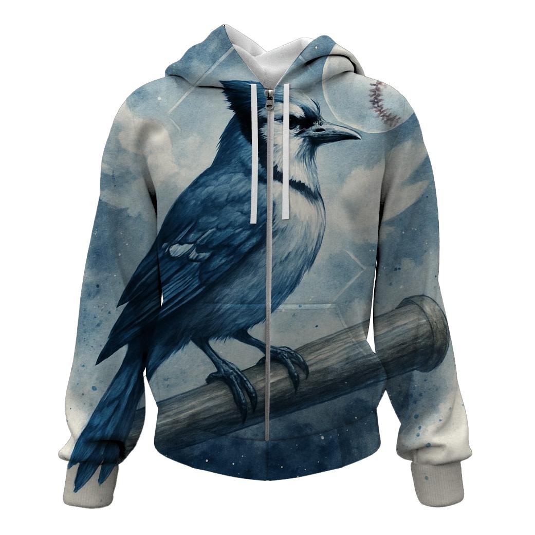 Midnight Perch Bat Blue Jays Sentinel zip-up hoodies