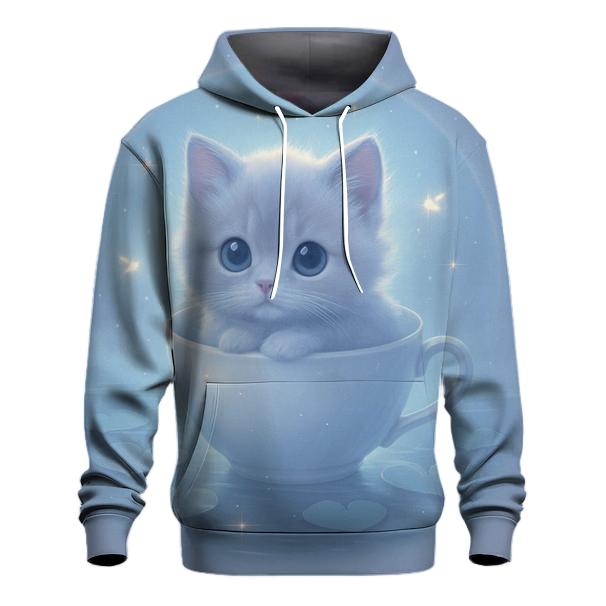 Moonlit Teacup Kitten Drift graphic hoodies