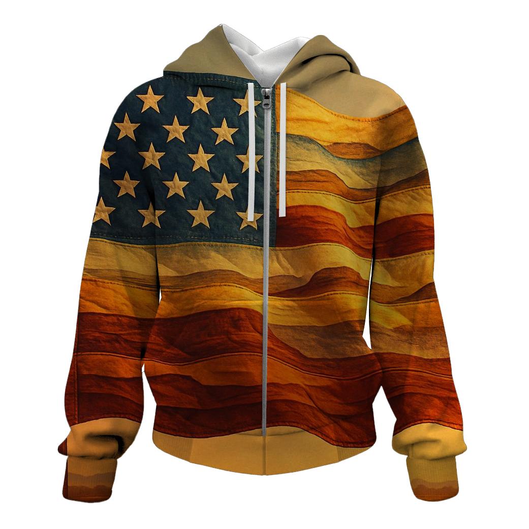 Prairie Skyline Patchwork Flag hoodies fashion