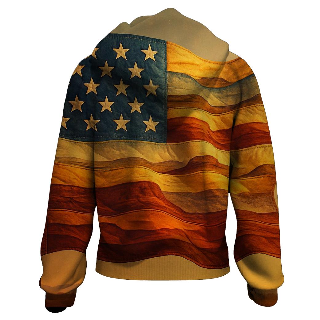 Prairie Skyline Patchwork Flag hoodies fashion