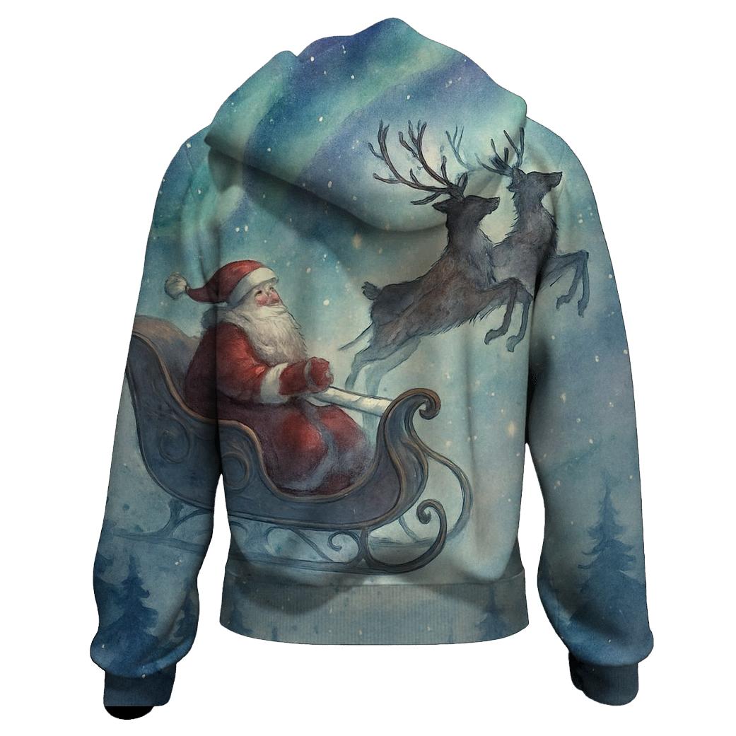 Watercolor Moonlit Sleigh Whisper lightweight hoodies