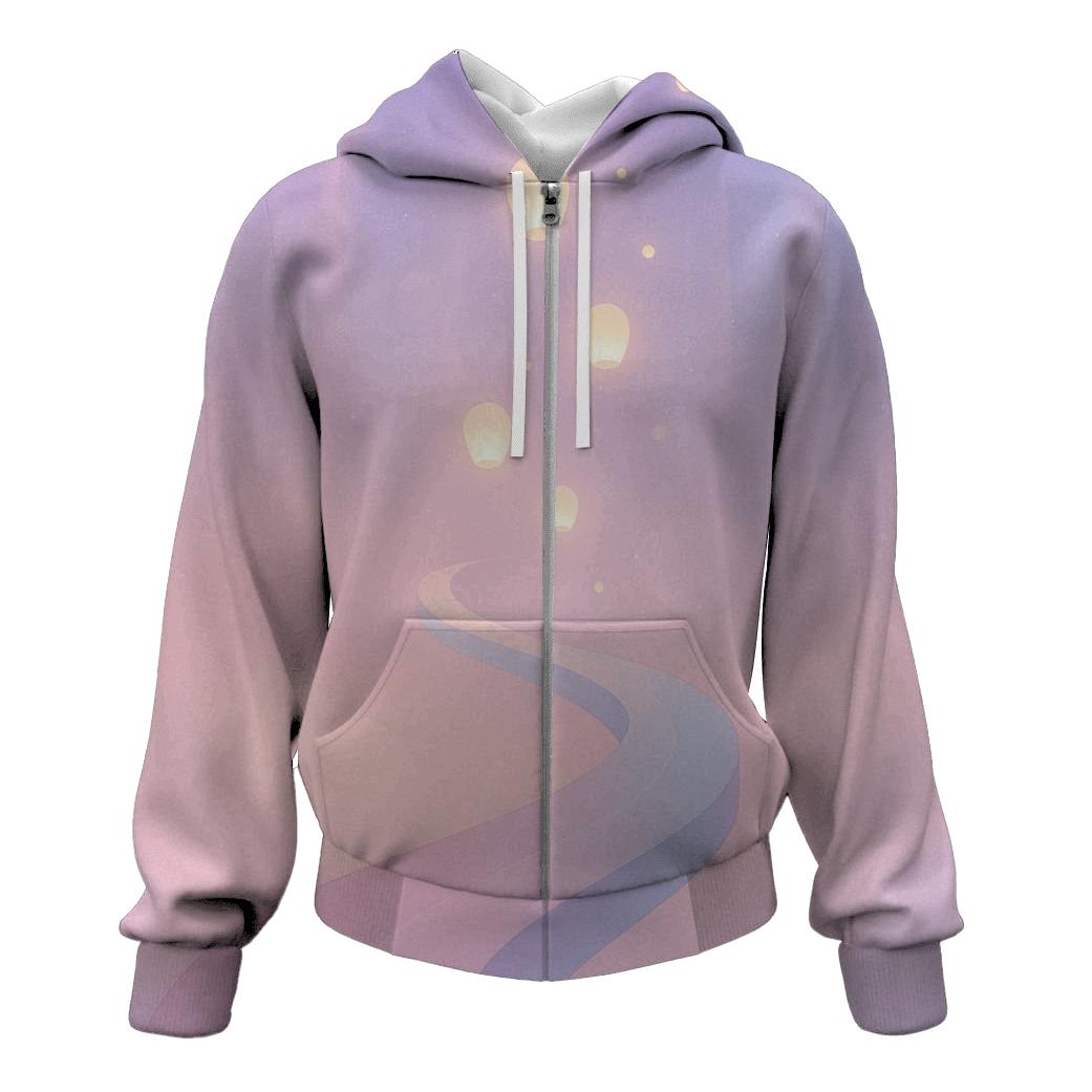 Pastel Aurora Lantern Skyway zip-up hoodies
