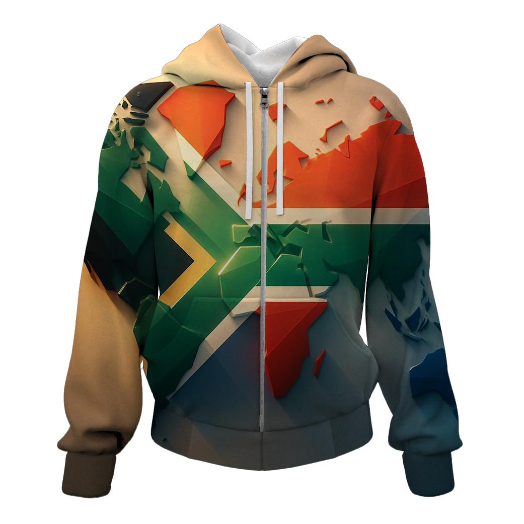 Geometric Unity Flag Of South Africa lightweight hoodies