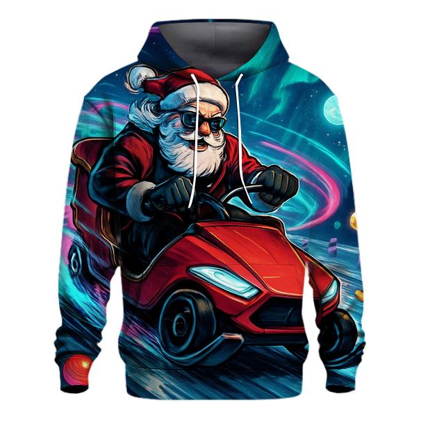 Neon Sleigh Drift Santa graphic hoodies