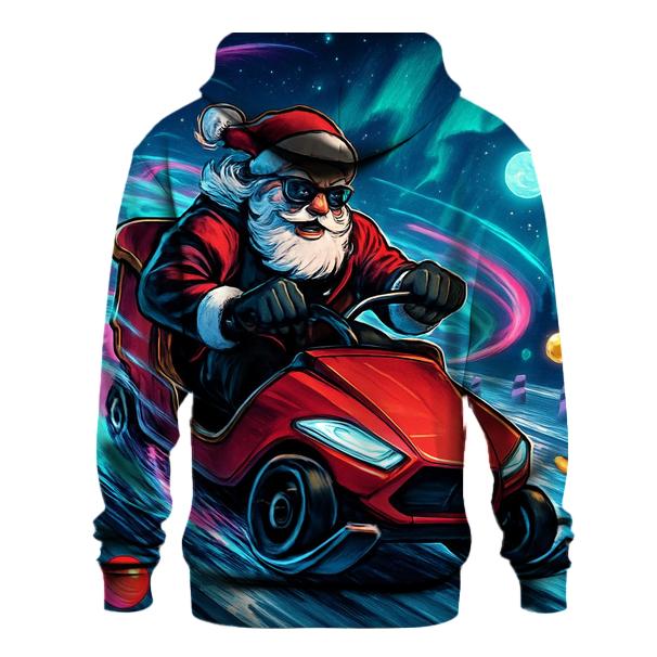Neon Sleigh Drift Santa graphic hoodies