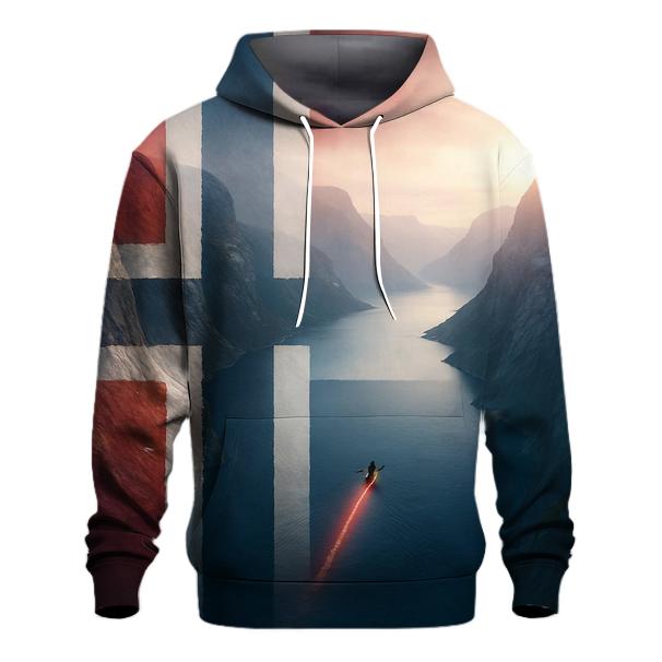 Aurora Fjord Flag Of Norway embroidered hoodies