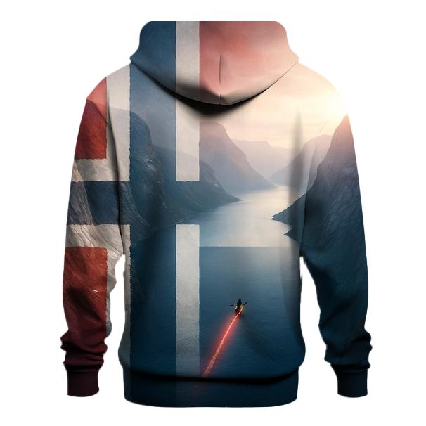 Aurora Fjord Flag Of Norway embroidered hoodies