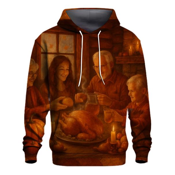 Candlelit Gratitude Cabin Feast premium hoodies