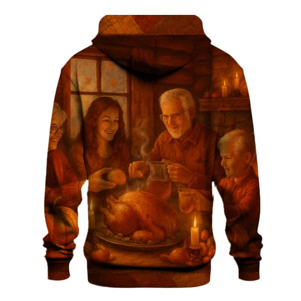 Candlelit Gratitude Cabin Feast premium hoodies