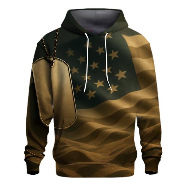Dog Tags Over Desert Camo Flag Mirage designer hoodies
