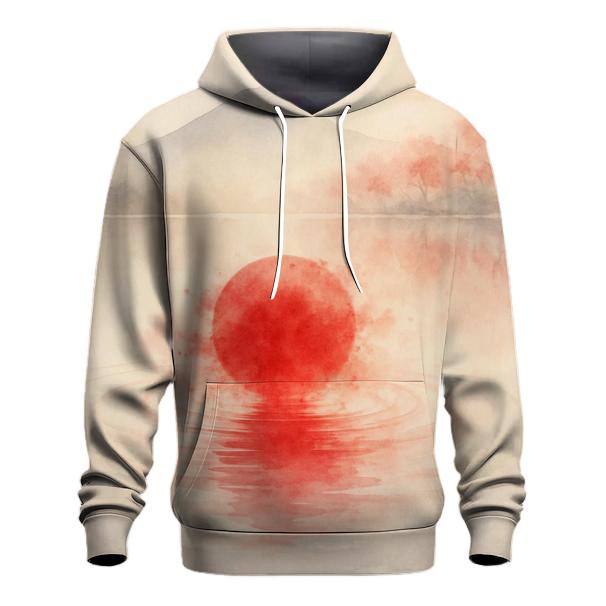 Rising Sun Watercolor Of Japan graphic hoodies