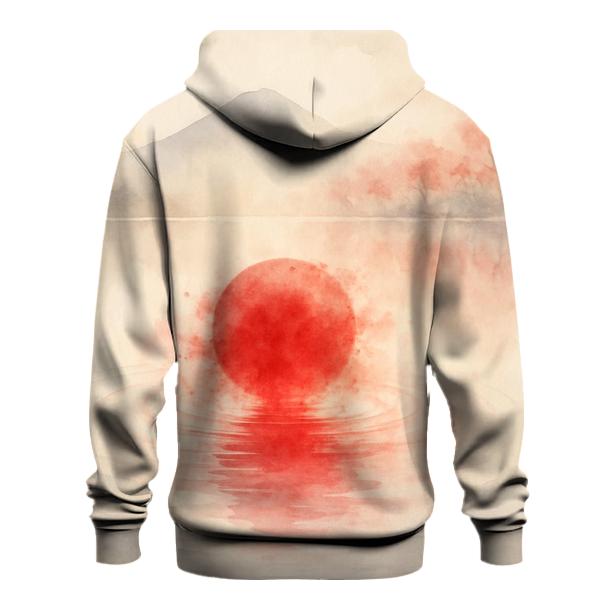 Rising Sun Watercolor Of Japan graphic hoodies