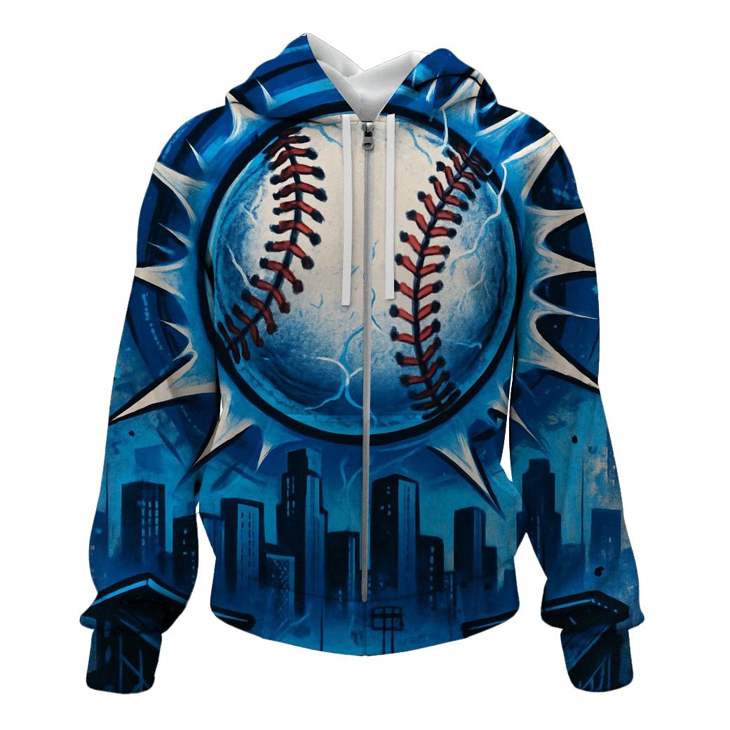 Graffiti Blue Comet Baseball Breakthrough premium hoodies