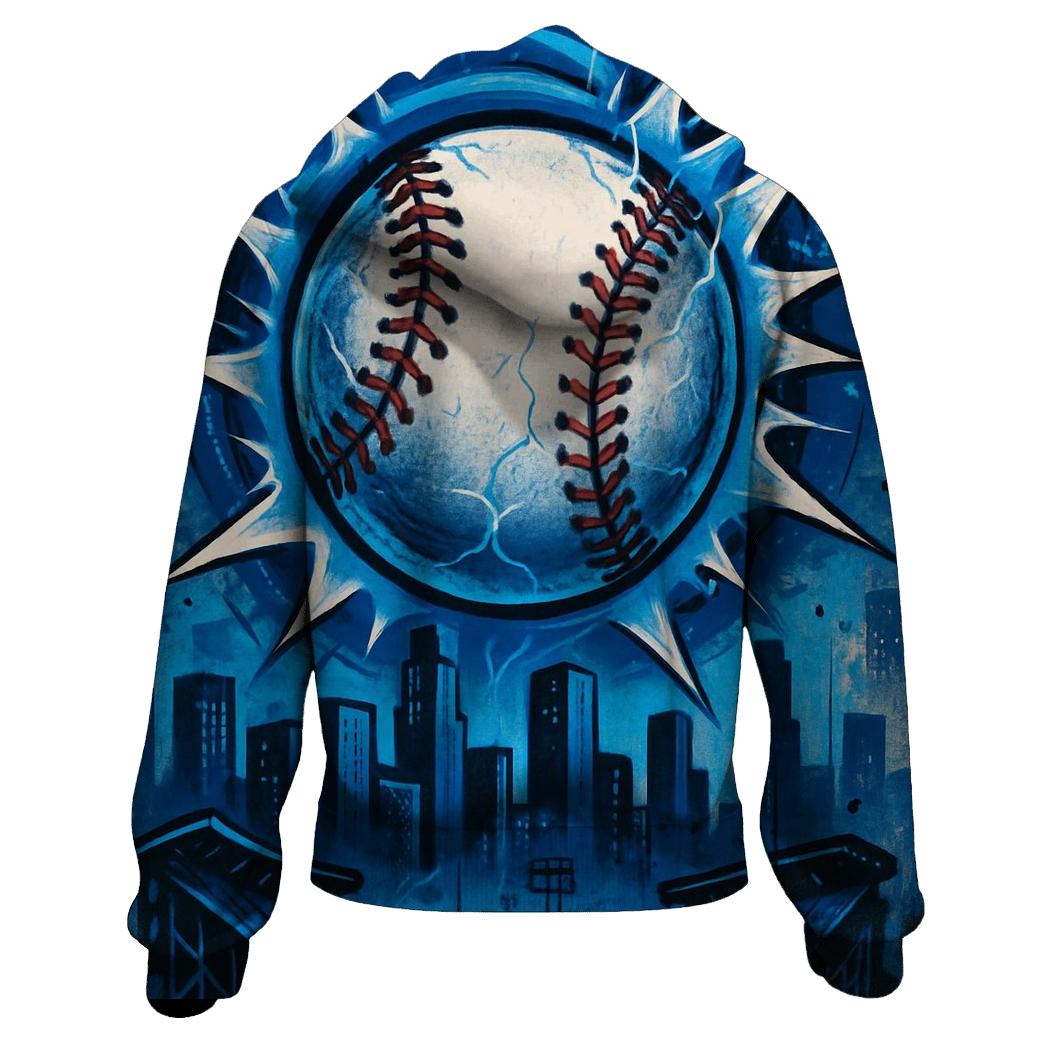 Graffiti Blue Comet Baseball Breakthrough premium hoodies