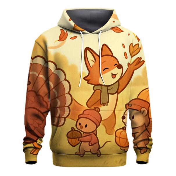 Woodland Harvest Parade At Sunlit Meadow embroidered hoodies