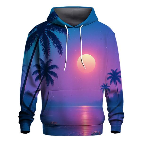Neon Lagoon Dusk Palms graphic hoodies