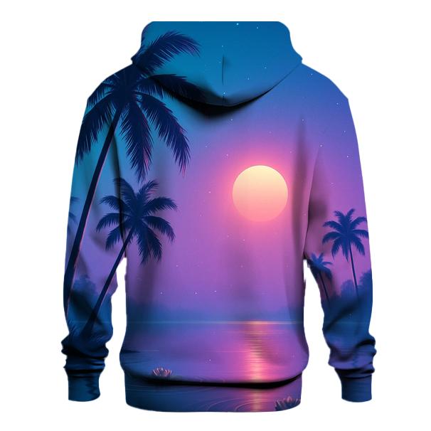 Neon Lagoon Dusk Palms graphic hoodies