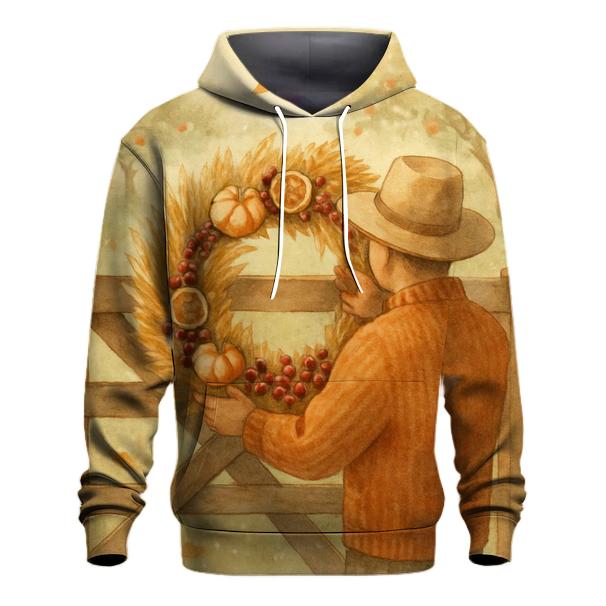 Harvest Wreath Under Morning Orchard Mist printed hoodies