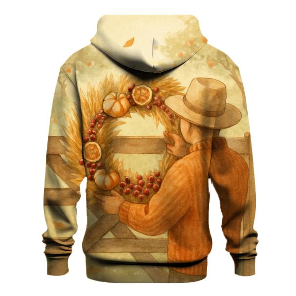 Harvest Wreath Under Morning Orchard Mist printed hoodies